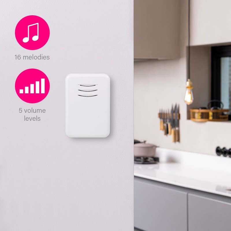 Byron DBY-22311 Wireless Portable Doorbell Set, 150 m Range, 16
