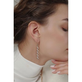 Yanstar Marquise Wedding Dangle Earrings for Bride Bridesmaid, Cubic Zirconia Long Bridal Earrings for Wedding, Crystal Dangling Earrings for Women Prom Party Jewelry, Silver/Rose Gold Plated, Copper,