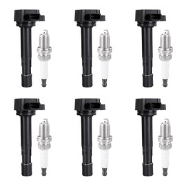 GRIZZLY AUTO Ignition Coil Packs and Spark Plugs Replacement for 2004-2007 Sarurn Vue 2006-2008 Honda Pilot Ridgeline V6 3.5L 2003-2006 Acura MDX Replaces# UF400 C541 Set of 6