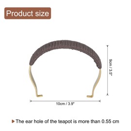 uxcell Metal Tea Pot Handle Internal Buckle Teapot Rope Wrapped U-Shape Handle Replacement for Span 3.5-4.5 Inch Ceramic Pottery Teapot Kettle Accessories Supplies, Gold/Brown