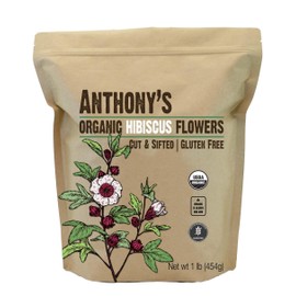 Anthony's Organic Hibiscus Flowers, 1 lb, Cut & Sifted, Gluten Free, Non GMO, Non Irradiated, Keto Friendly