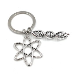 Onwomania - DNA Physics Symbol - Metal Keyring Ideal as a Gift e.g. for Best Friend, Best Friend, Mum - For Men, Women & Children, silver, Unit size