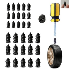 abcrelax 30PCS Tire Repair Rubber Nail, Vacuum Tire Repair Kits Spiral Rubber Nails, with Box and Screwdriver, for car, Motorcycle, Truck, Tractor Tire Puncture Repair