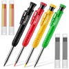 Carpenter's Pencil Set with Built-in Sharpener, 4 Deep Hole Markers,