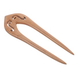 SAFIGLE Wooden U Shaped Hair Pin for Women Handcrafted Prong Hair Stick for Long Thick Traditional Peach Wood Accessory Elegant Updo Styling Tool for Classic