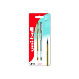 Uni-Ball UM-120NM Signo Metallic Rollerball Gel Colouring Pens. Premium Medium 0.8mm Ballpoint Tip. Arts and Crafts for Kids & Adults. Fade & Water Resistant Uni Super Ink. Pack of 2 Gold/Silver