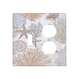 Yamxbfa Decorative Outlet Covers Brown Coral Starfish Seashell Ocean Beach 2 Gang Wall Plate Cover Single Toggle Duplex Combo Two Switch Light Switch Cover Plate Jumbo Face Plate
