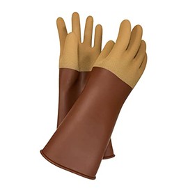 Acid and Alkali Resistant Extra Thick Latex Gloves, Brown, Long Work Gloves, 370