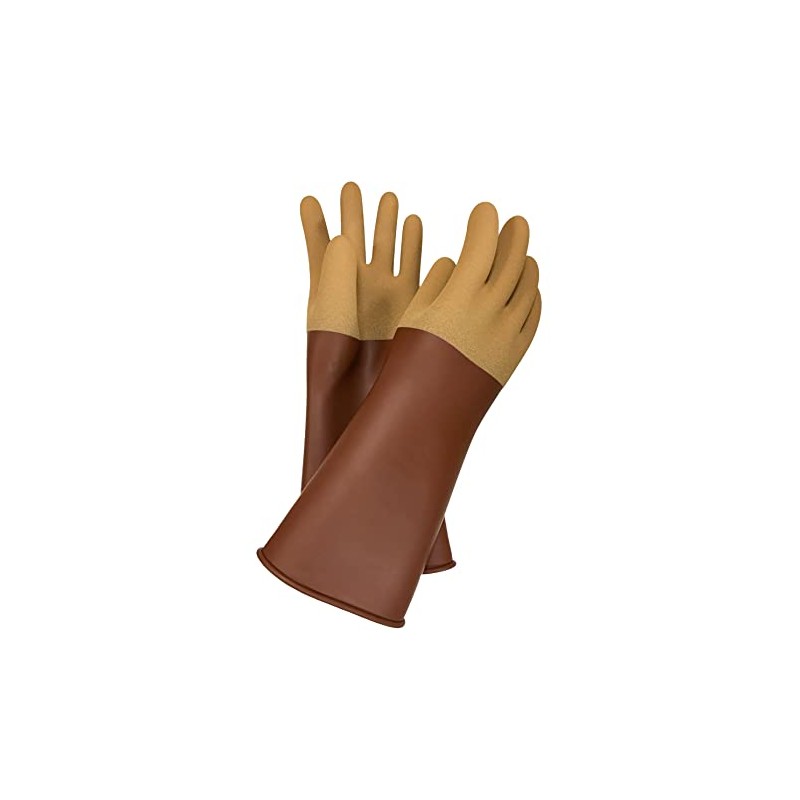 Acid and Alkali Resistant Extra Thick Latex Gloves, Brown, Long