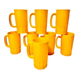 Talisman, Plastic Beer Mugs, Large 32 Ounce, 8 pack Color Yellow BPA-Free Dishwasher Safe Top Shelf