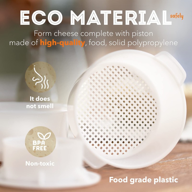 2 pcs Cheese Mold with a Follower Piston and Cheesecloth