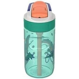 Kambukka Lagoon 400ml / 14oz Kids Water Bottle with Straw in Plastic - Leak-proof, Dirt & Odour Resistant, Dishwasher Safe - Shockproof and Durable Drinking Bottle - Juggling Dino