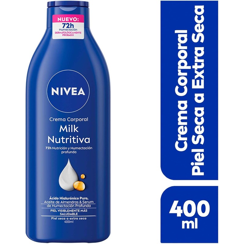 NIVEA Body Crema Corporal Milk Nutritiva para Piel Extraseca, 400