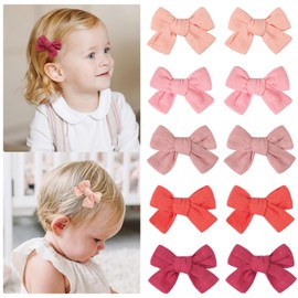 Baby Bows for Girls,Fully Lined 2 Inches Pinky Hair Bows Ponytail Pigtail Bows with Alligator Clips Hair Accessories for Toddlers Infants Kids