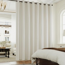 Turquoize Extra Wide Room Darkening Patio Door Curtains - Thermal Blackout Grommet Room Divider, 1 Panel (100W x 84L Inches, Cream Beige)