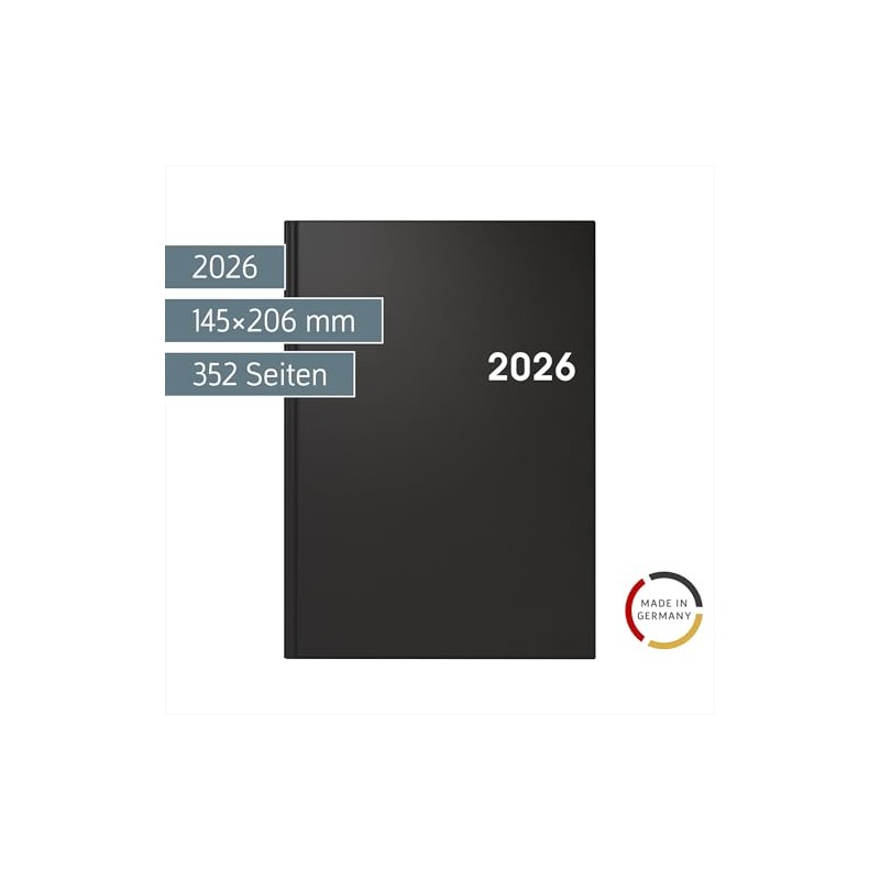 BRUNNEN Buchkalender Mod. 795 2026 | A5, Kunststoff, schwarz