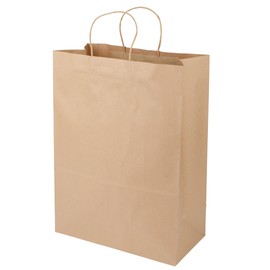Restaurantware Saving Nature Paper Shopping Bags 100 Disposable Kraft Bags - 90 GSM Construction For Groceries Party Favors Or Merchandise Brown Paper Gift Bags With Handles