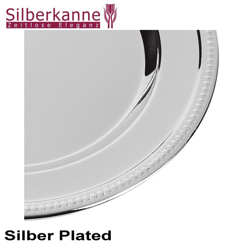 SILBERKANNE Plate 31 cm Pearl Edge Silver Plated Premium Silver-Plated