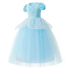 LAUPHIE Princess Costume Cinderella Dresses for Girls Blue Dress Up Clothes Accessories for Toddler Girls Fancy Dress Birthday Party (160 8-9 Years)