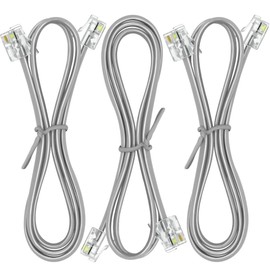 NECABLES 3Pack Phone Cord 2ft Telephone Cord Phone Line Cord RJ11 6P4C Male to Male for Landline Phone and Fax - 2 Feet