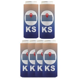 Kansas Can Cooler Love Kansas KS Mid West Region State Pride 6-Pack Ultra Slim Can Drink Sleeves