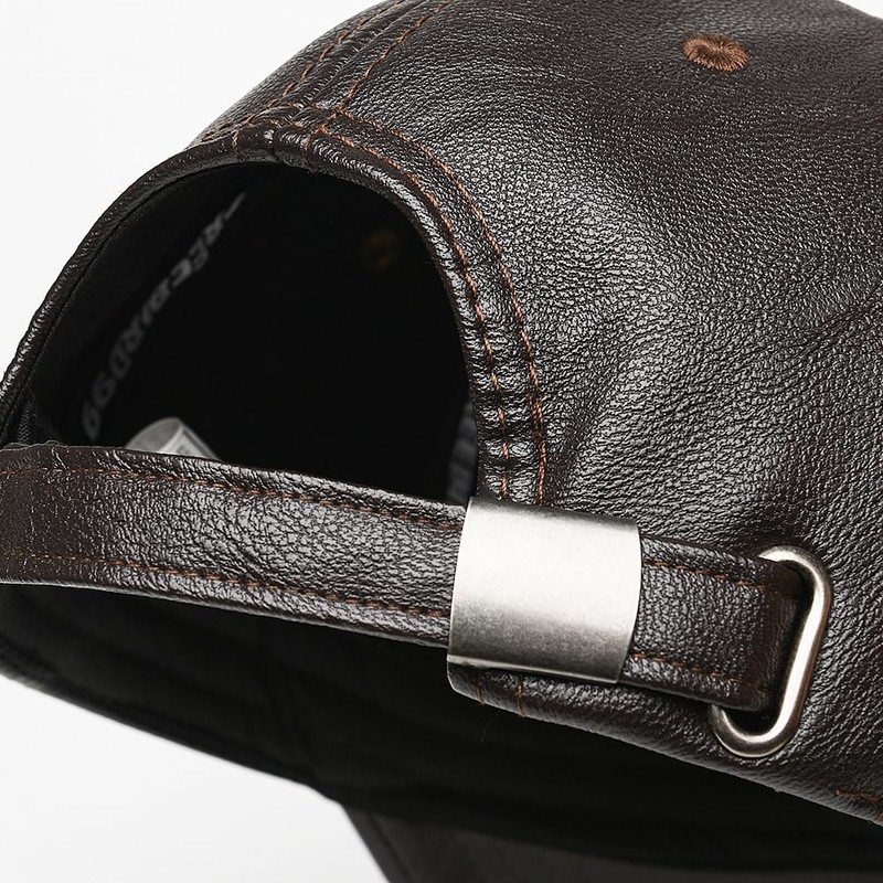 FREEBIRD99 Men's PU Leather Adjustable Winter Warm Baseball Cap Dad