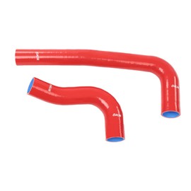 PIT66 Silicone Radiator Hose Kit Compatible with 2003-2010 Dodge Ram 5.9L/6.7L Cummins Diesel Red with Clamps