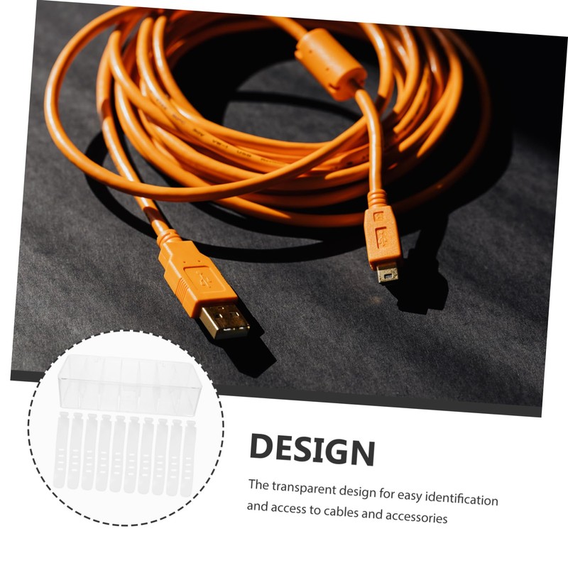 Operitacx Cable Management Box with Cover and Cable Ties Transparent