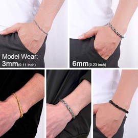 ChainsHouse Stainless Steel Women's Men's Bracelet 3 mm / 6 mm Wide Wheat Chain / Cord Chain Bracelet for Valentine's Day Christmas, Metal