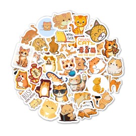 Orange Cat Stickers for Water Bottle and Laptop - Orange Cat Party Favors & Decorations, Waterproof Vinyl Decals, Cute Animal and Pet Stickers