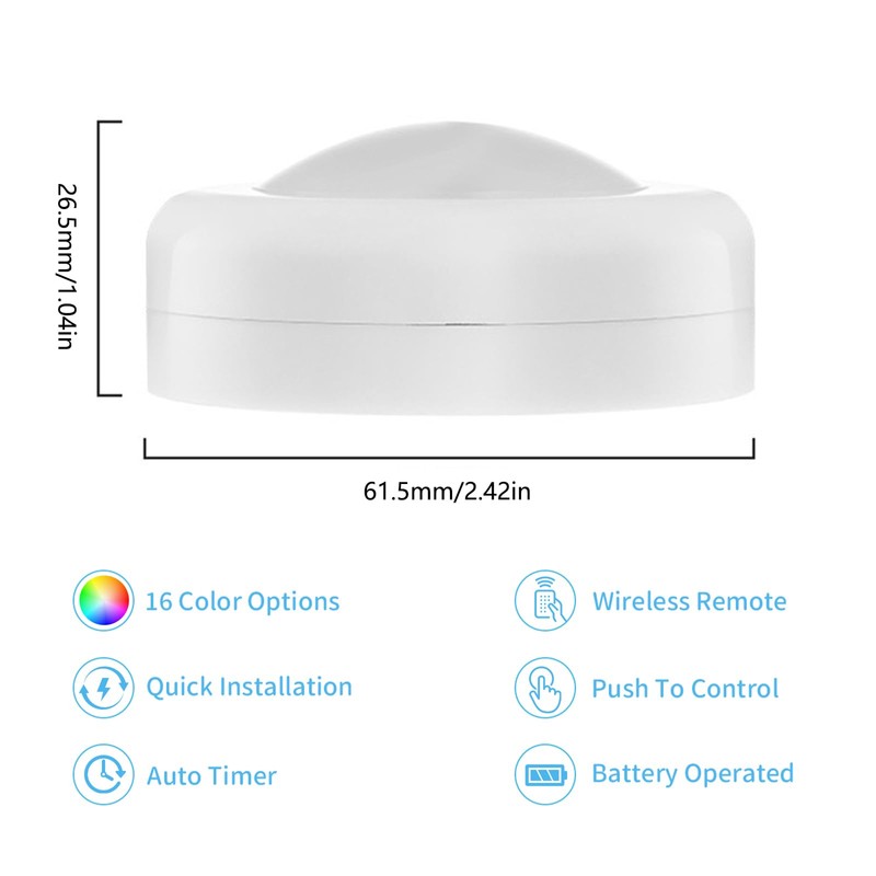 Lilampts LED Puck Lights with Remote Control, Wireless Under Cabinet