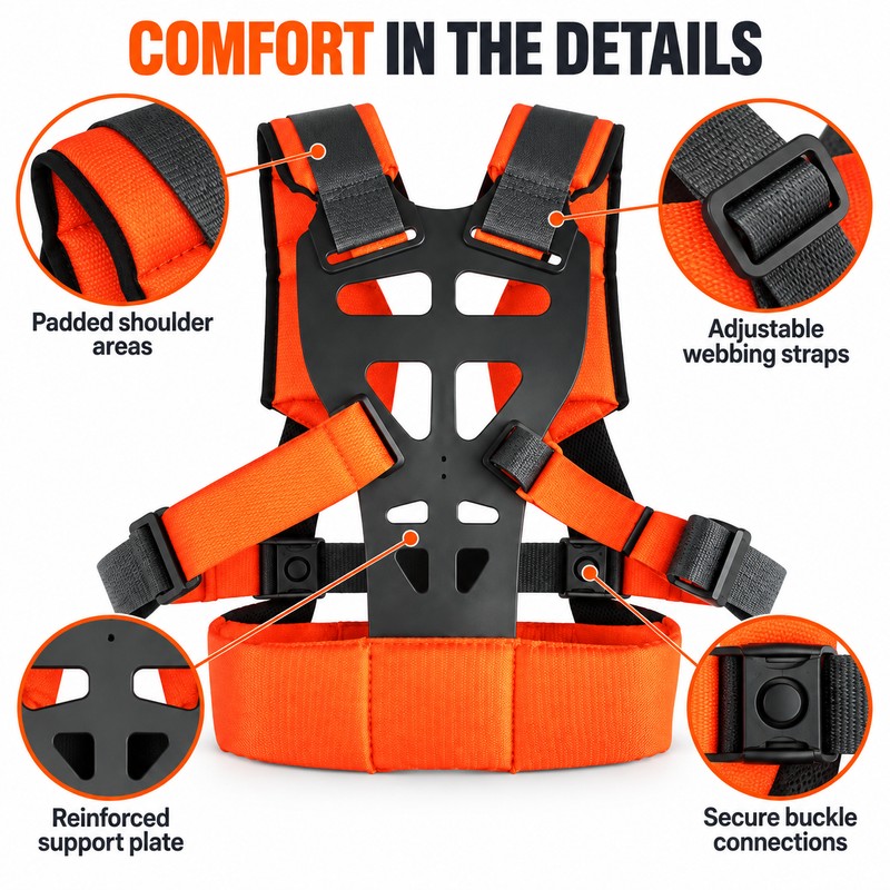 Adjustable Brush Cutter Harness for Yard Work – Padded Double