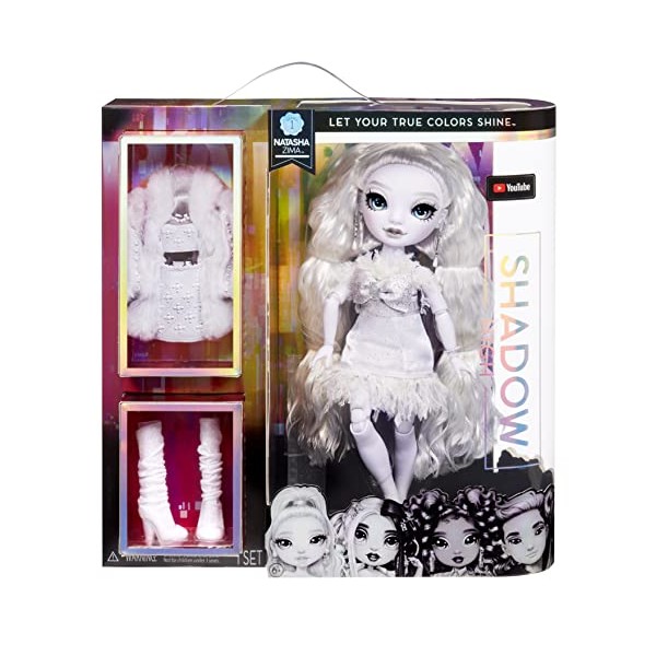 Rainbow High Shadow Series 1 Natasha Zima- Grayscale Fashion Doll. 2 Designer Dove White Outfits to Mix & Match with Accessories