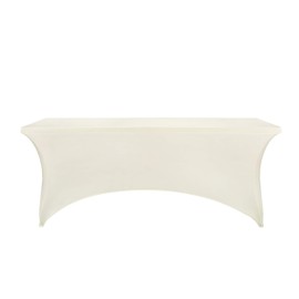 FORLIFE 4Pack Spandex Table Covers 6ft，Fitted Tablecloth for 6ft Rectangular Tables, Stretch Patio Table Covers, Universal Spandex Table Cover for Wedding, Banquet, Party (6ft, Ivory)
