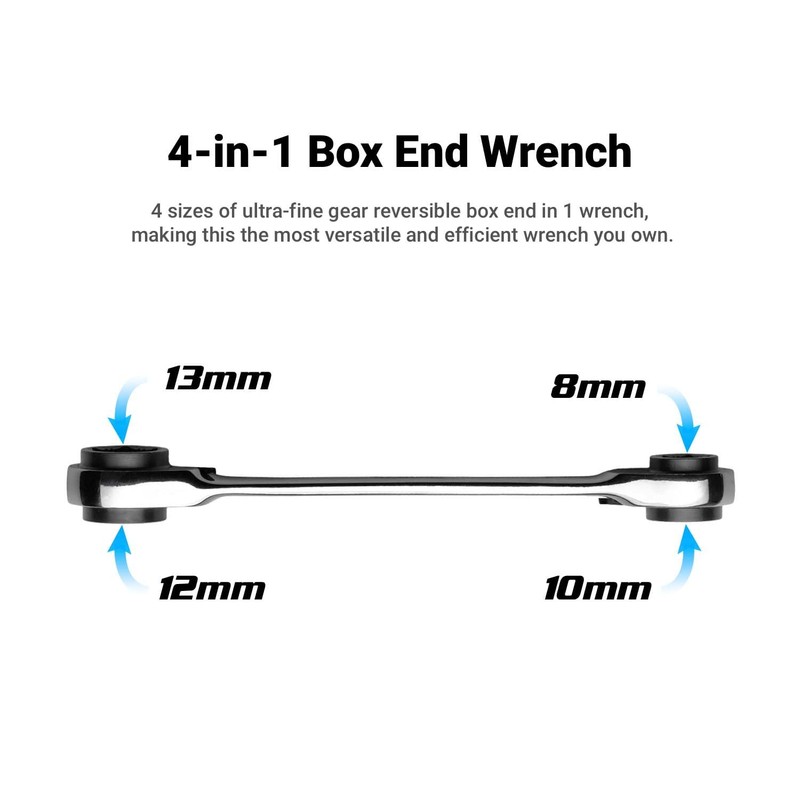 Capri Tools 4-in-1 120-Tooth Box End Reversible Ratcheting Wrench, 9/16,