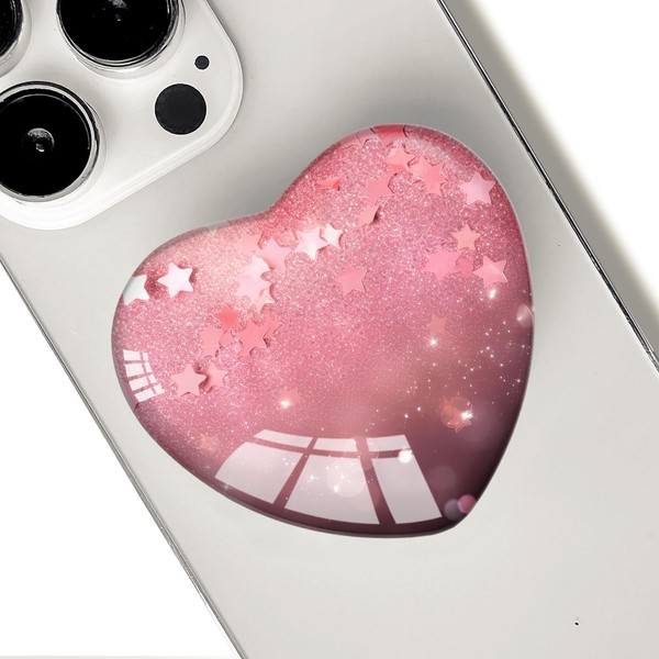 Luhoit - Expanding Moblile Phone Grip Heart Shape Glass Holder