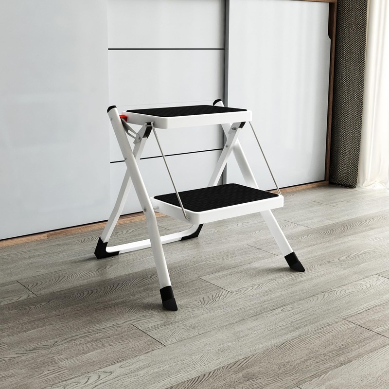 DAWNYIELD Folding 2 Step Stools Portable Heavy Duty Metal Step