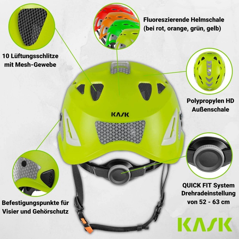 KASK Superplasma HI VIZ Safety Helmet with Rotating Wheel, Reflective