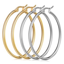 SAFIGLE Stylish Round Circle Earrings for Women Large Hoop Earrings Gold Silver Fashion Jewelry