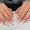 MISUD Press on Nails Long Square Fake Nails Glossy Glue