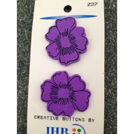 JHB INTERNATIONAL 3D  BUTTON PURPLE FLOWER 2 PURPLE FLOWER BUTTONS PURPLE POPPY