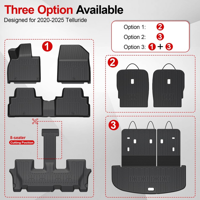 HOUCLEMIC Second Row Backrest Mats Compatible with 2020-2025 Kia Telluride