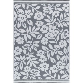 Kaliyah Gray Reversible Plastic Straw Large Outdoor Patio Rug 9x12 for Patios Garden Picnic Camping Mats Waterproof and Washable