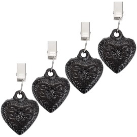 Ownmy Set of 4 Cast Iron Heart Shaped Tablecloth Weights Clips on - Outdoor Flag We...