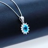 Uloveido Oval Blue Topaz 925 Sterling Silver Crystal Necklace Pendant