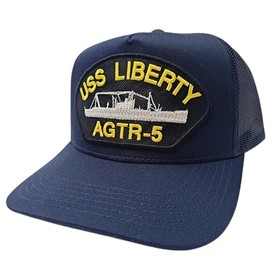 USS Liberty AGTR-5 Embroidered Patch Cap Hat Multi Style and Color Variations (Mesh Snapback, Navy Blue)