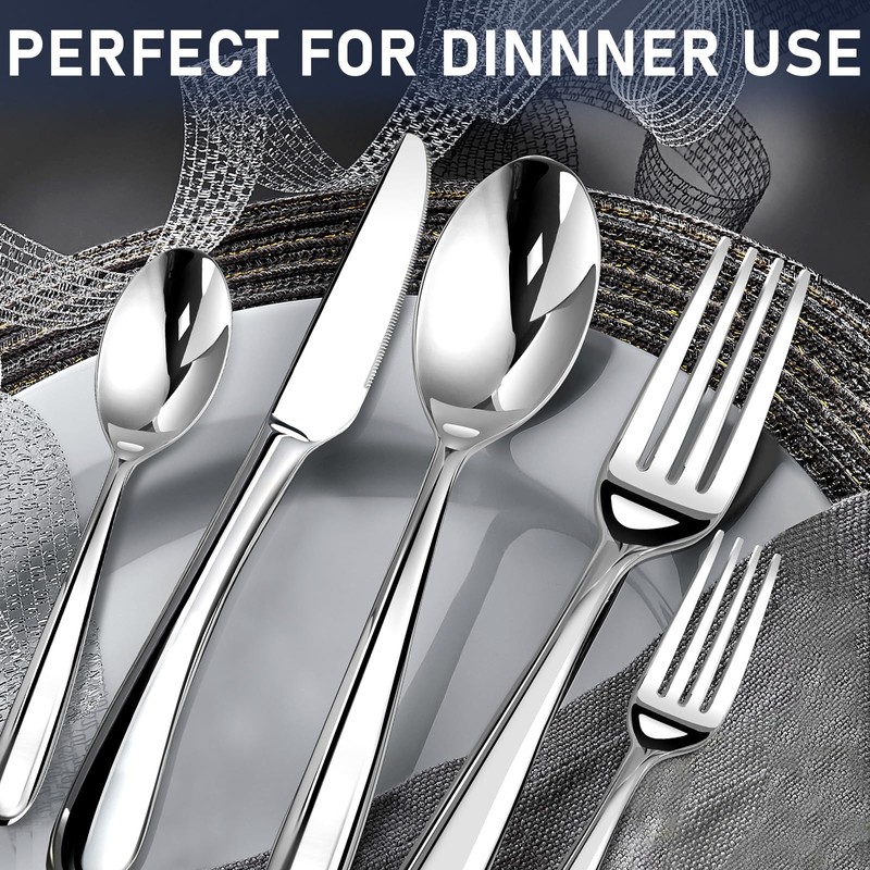 STILLOYE Heavy Duty Silverware Set for 12, 60 Piece Premium