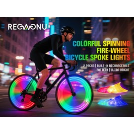 REOWONU 2-Tire Pack Bike Spoke Lights for Bike Wheels Lights Rechargeable(Batteries Included), Bicycle Wheel Light for Night Riding, 360 Visibility, Vibration Sensing, Ultra Bright (Bike Spoke Light)