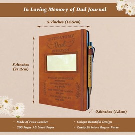 Letters To My Dad In Heaven Journal 200 Pages Notebook A5 Lined with Window in Cover, In Loving Memory of Dad, Memorial Sympathy Condolence Remembrance Grieving Gifts for Loss of Dad