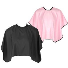 UESDU 2PCS Hairdressing Cape, Barber Cape Short Hair Dye Cape Waterproof Makeup Cape Adjustable Hair Cutting Apron Haircut Gown Fits All Neck Size
